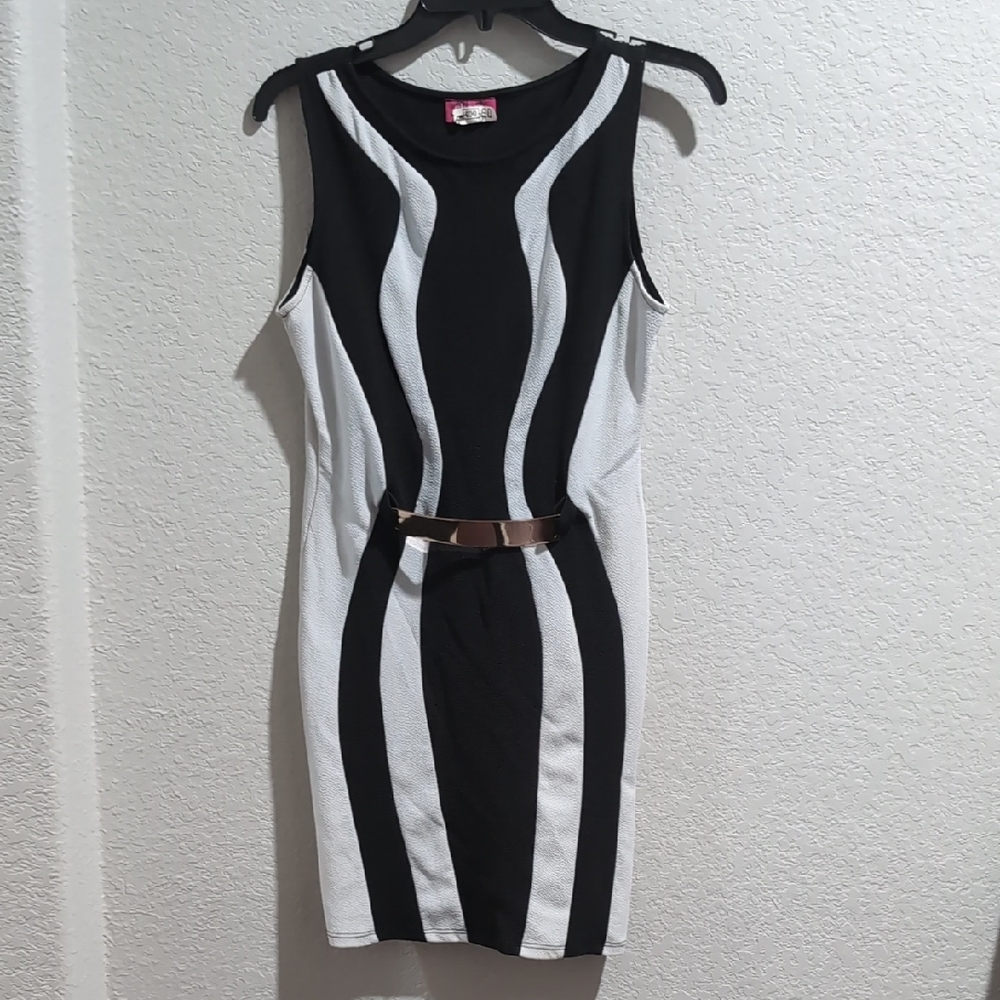 Shasa Black and White Bodycon Mini Dress